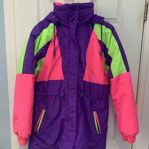 Vintage/Retro 80's/90's Multi-Color Neon Women's Ski Jacket - Sz.16